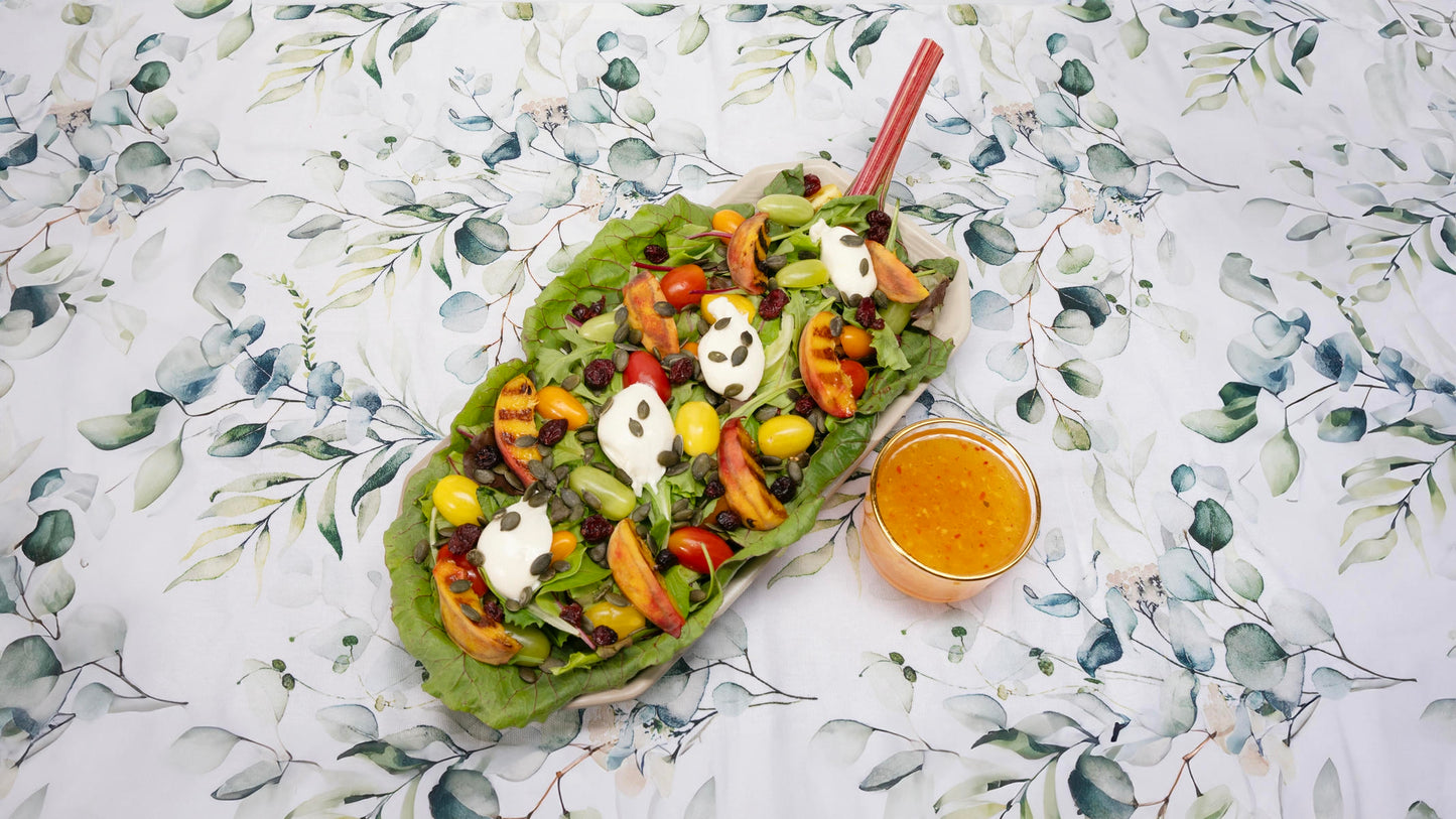 Salade de burrata aux pêches grillées