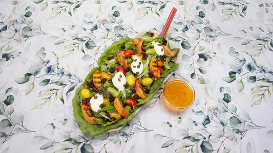 Salade de burrata aux pêches grillées