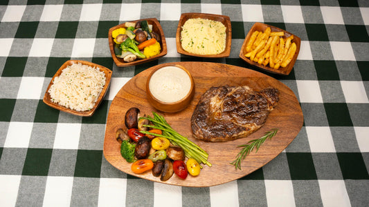 Grilled Rib Eye Steak with Cream of Parmesan Cheese Sauce