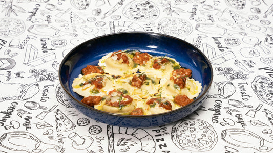 Raviolis à la citrouille et sauce pesto napolitaine